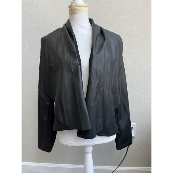 Jacket Cardigan Blazer  faux leather‎ NWT black Small Orly S Lightweight - Picture 1 of 12